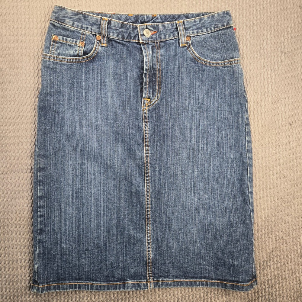 Lucky Brand Dungarees‎ Denim Midi Skirt Blue Medium Wash Size 6 28 Made in USA - Picture 2 of 10